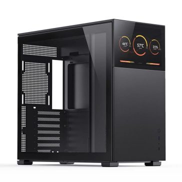   Jonsbo D41 STD SCREEN Black ATX miditorny számítógépház, 8" TFT kijelző, edzett üveg, fekete