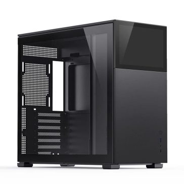   Jonsbo D41 STD SCREEN Black ATX miditorny számítógépház, 8" TFT kijelző, edzett üveg, fekete