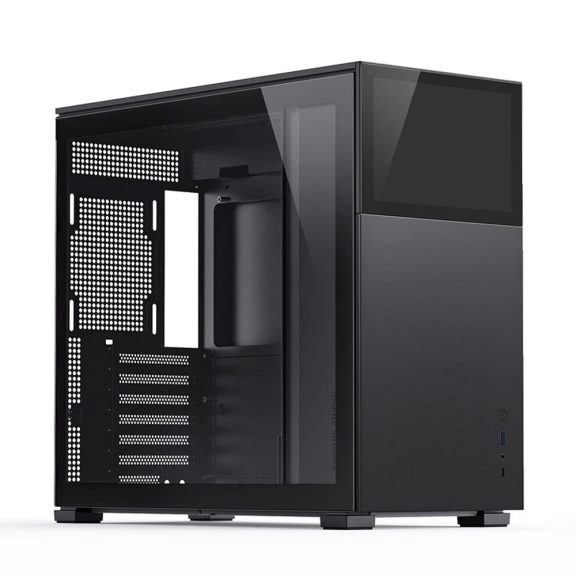 Jonsbo D41 STD SCREEN Black ATX miditorny számítógépház, 8" TFT kijelző, edzett üveg, fekete