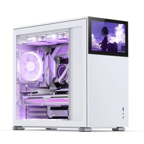   Jonsbo D41 STD SCREEN White ATX miditorny számítógépház, 8" TFT kijelző, edzett üveg, fehér