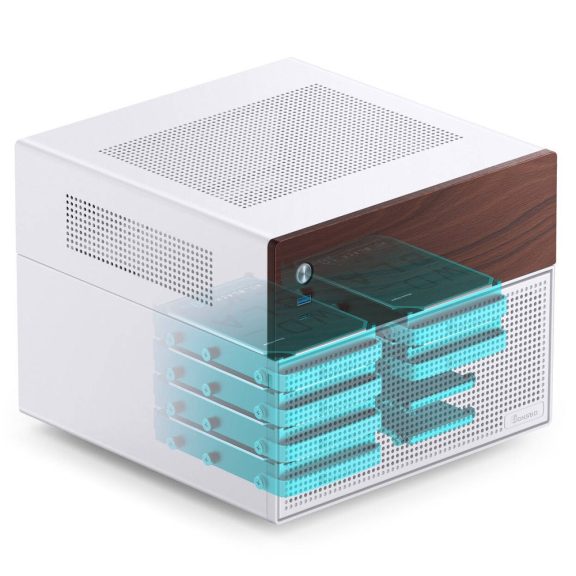 Jonsbo N4 NAS ház, 8 meghajtóhely, M-ATX, USB 3.2 Gen 2 Type-C, fehér