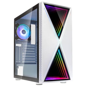   Kolink Void X ARGB miditorony számítógépház, Infinity Mirror ARGB előlap, fehér