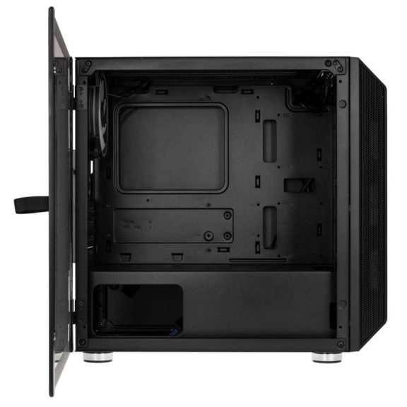 Kolink Citadel Mesh RGB fekete micro-ATX ház teljes mesh előlappal és zsanéros edzett üveg oldallappal.