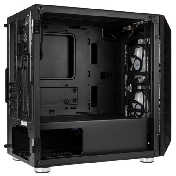 Kolink Citadel Mesh RGB fekete micro-ATX ház teljes mesh előlappal és zsanéros edzett üveg oldallappal.