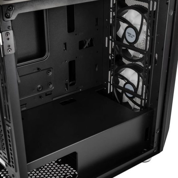 Kolink Citadel Mesh RGB fekete micro-ATX ház teljes mesh előlappal és zsanéros edzett üveg oldallappal.