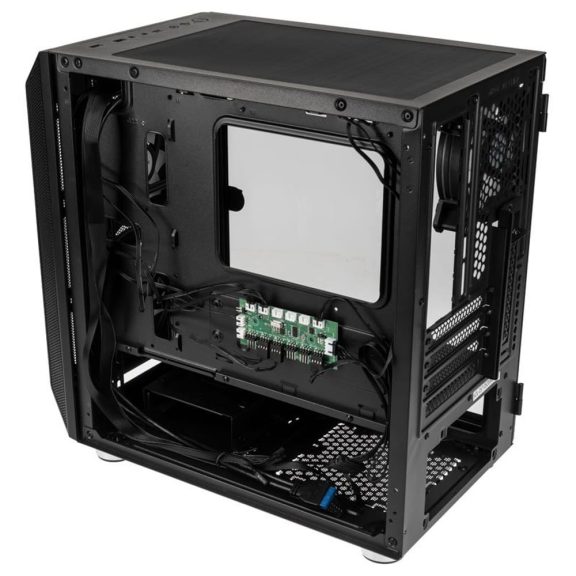 Kolink Citadel Mesh RGB fekete micro-ATX ház teljes mesh előlappal és zsanéros edzett üveg oldallappal.