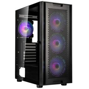   Kolink Observatory Duo ARGB miditorony számítógépház, 4x ARGB PWM ventilátor, cserélhető előlap, fekete
