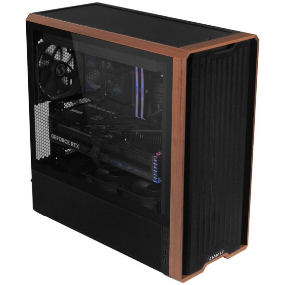 Lian Li Lancool 217X prémium mid torony számítógépház fa előlapos fekete kivitelben