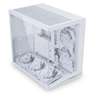   Lian Li O11 Dynamic Mini V2 Flow ATX miditorony számítógépház, 5 ventilátor, oszlop nélküli üveg, fehér
