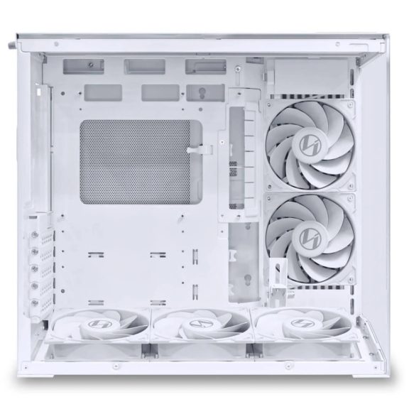 Lian Li O11 Dynamic Mini V2 Flow ATX miditorony számítógépház, 5 ventilátor, oszlop nélküli üveg, fehér