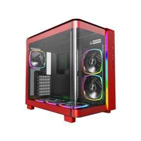   Számítógépház Montech KING 95 PRO Midi torony, ARGB, edzett üveg, piros