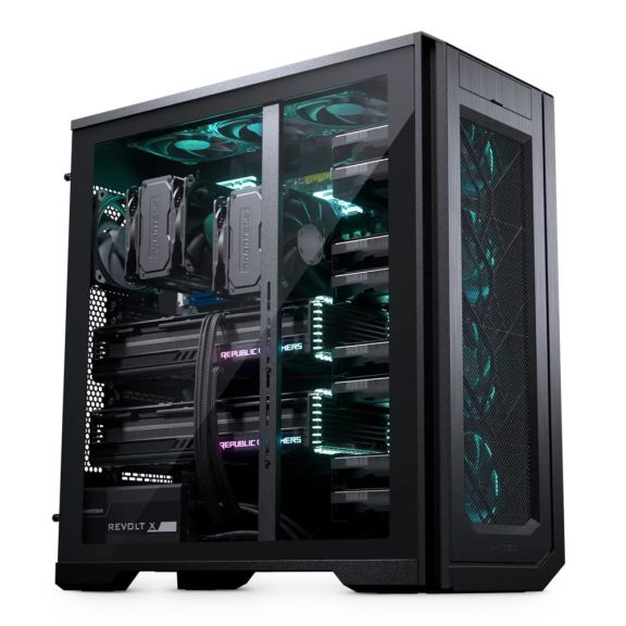 Phanteks Enthoo Pro II satin black full tower ház edzett üveg oldallappal és szerver-szintű bővíthetőséggel.