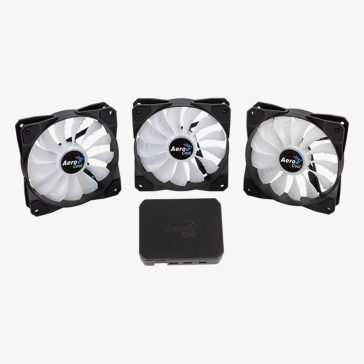   Aerocool P7-F12 Pro házventilátor szett, RGB, 3x120mm, P7-H1 vezérlő, fekete
