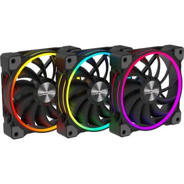   Alpenföhn Wing Boost 3 RGB házhűtő ventilátor szett, ARGB, PWM, 3 db, dupla fénygyűrű, fekete