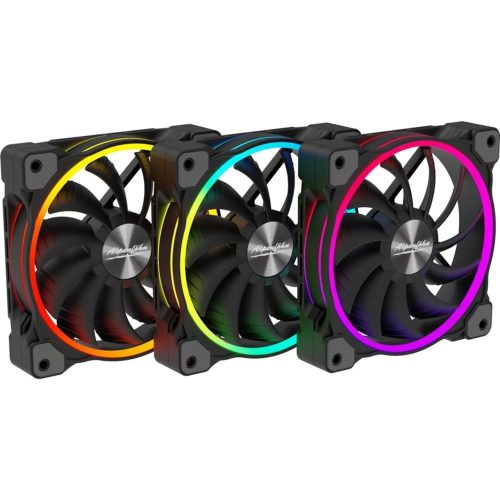 Alpenföhn Wing Boost 3 RGB házhűtő ventilátor szett, ARGB, PWM, 3 db, dupla fénygyűrű, fekete