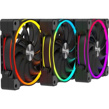   Alpenföhn Wing Boost 3 RGB házhűtő ventilátor szett, ARGB, PWM, 3 db, dupla fénygyűrű, fekete