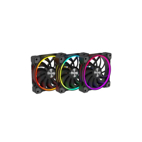 Alpenföhn Wing Boost 3 RGB házhűtő ventilátor szett, ARGB, PWM, 3 db, dupla fénygyűrű, fekete