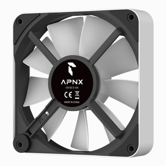 APNX FP2-120 fehér ARGB PWM ventilátor acél kerettel és reverse flow lapáttal