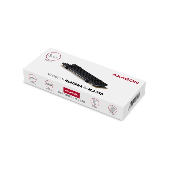 SSD hűtő Axagon M.2 2280 NVMe 3mm hűtőborda fekete