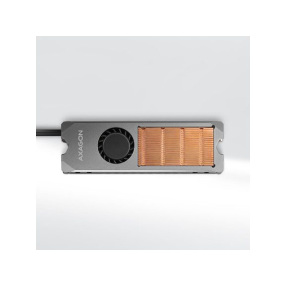 AXAGON CLR-M2FAN aktív hűtő - M.2 SSD, 80mm SSD, réz test, szilikon hővezető padok, magasság:13mm