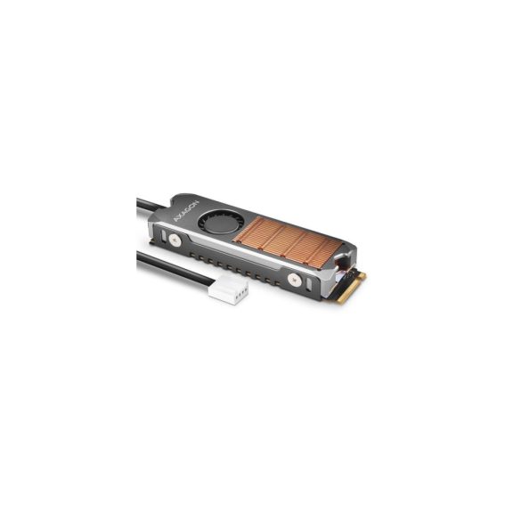 AXAGON CLR-M2FAN aktív hűtő - M.2 SSD, 80mm SSD, réz test, szilikon hővezető padok, magasság:13mm