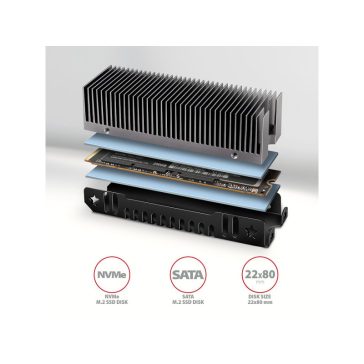 SSD hűtő AXAGON CLR-M2XT, M.2 SSD-hez