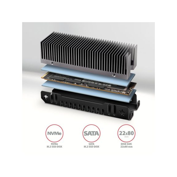 SSD hűtő AXAGON CLR-M2XT, M.2 SSD-hez