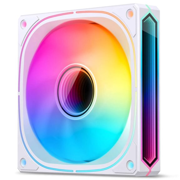 Jonsbo FR-505 ventilátor, 120mm, fordított légáramlás, PWM, ARGB, Infinity Mirror effekt, fehér