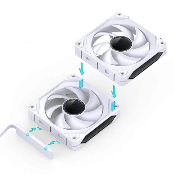Jonsbo ZL-120W 3db-os ventilátor szett, PWM, ARGB, daisy-chain, fehér