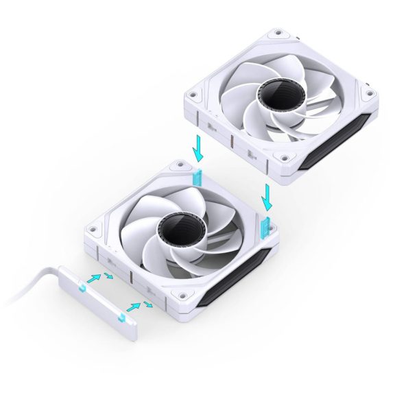 Jonsbo ZL-120WR 3db-os ventilátor szett, fordított légáramlás, PWM, ARGB, fehér
