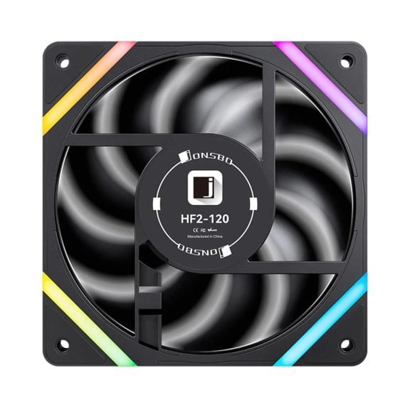 Jonsbo HF2-120BR 120mm ARGB PWM ventilátor, fordított lapátos, fekete