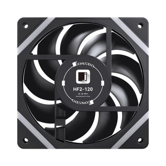 Jonsbo HF2-120BR 120mm ARGB PWM ventilátor, fordított lapátos, fekete