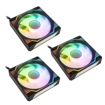   Kolink UMBRA X 120mm ház ventilátor szett, PWM, ARGB, Infinity Mirror, 3 db, fekete