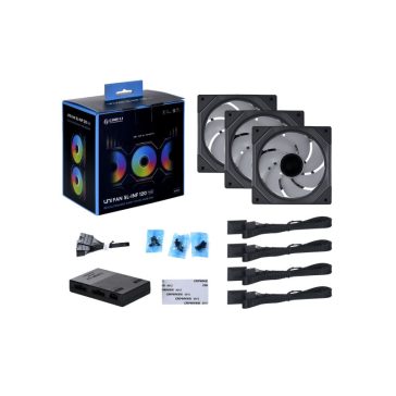   Ventilátor Lian Li UNI FAN SL-INF PWM 12cm RGB Fekete 3db-os + Vezérlő