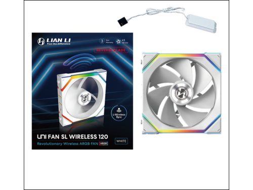 Ventilátor Lian Li UNI FAN SL Wireless ARGB PWM Fordított lapát - 120mm, fehér