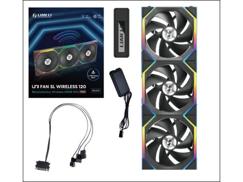 Ventilátor Lian Li UNI FAN SL Wireless ARGB PWM - 120mm, fekete, 3darabos csomag
