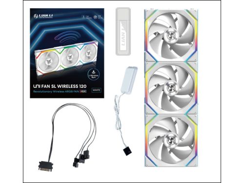 Ventilátor Lian Li UNI FAN SL Wireless ARGB PWM - 120mm, fehér , 3darabos csomag