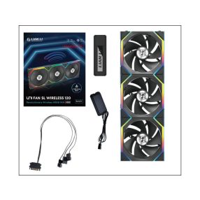   Ventilátor Lian Li UNI FAN SL Wireless ARGB PWM Fordított lapát - 120mm, fekete, 3db-os csomag