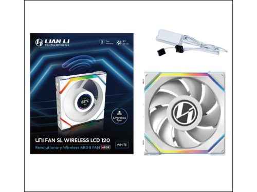 Ventilátor Lian Li UNI FAN SL Wireless LCD ARGB PWM - 120mm, fehér