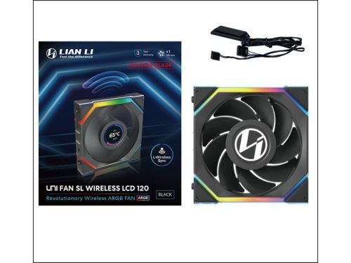Ventilátor Lian Li UNI FAN SL Wireless LCD ARGB PWM Fordított lapát - 120mm, fekete