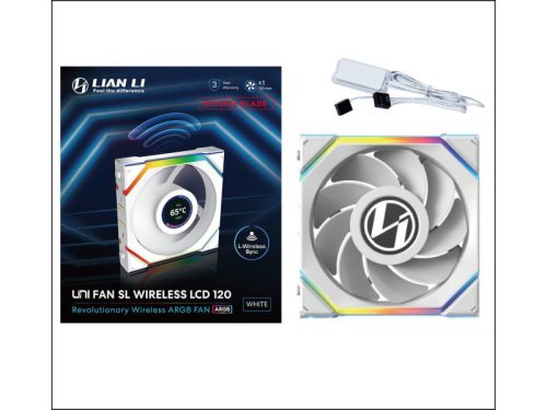 Ventilátor Lian Li UNI FAN SL Wireless LCD ARGB PWM Fordított lapát - 120mm, fehér