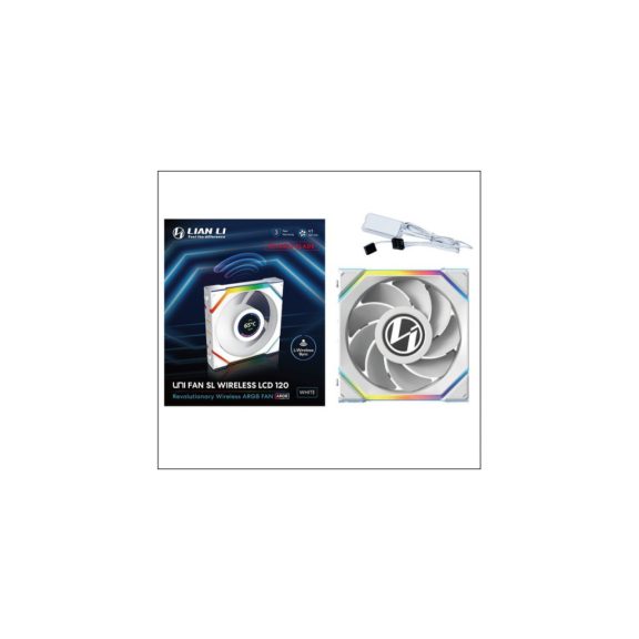 Ventilátor Lian Li UNI FAN SL Wireless LCD ARGB PWM Fordított lapát - 120mm, fehér