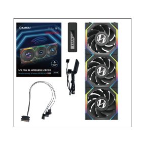   Ventilátor Lian Li UNI FAN SL Wireless LCD ARGB PWM Fordított lapát - 120mm, fekete,3db-os csomag