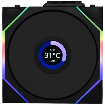   Lian Li UNI FAN TL120 LCD Reverse Blade Wireless ventilátor, 12 cm, fordított légáramlás. PWM, fekete - 12TLLCD1W1B