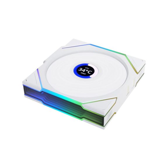 Ventilátor Lian Li UNI FAN TL-LCD Wireless ventilátor, 3db-os,fordított légáramlás,  120mm, fehér