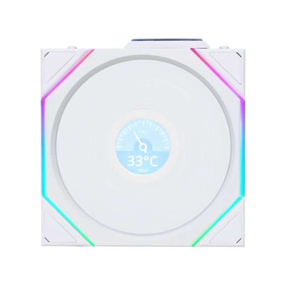 Ventilátor Lian Li UNI FAN TL-LCD Wireless ventilátor, 3db-os,fordított légáramlás,  120mm, fehér