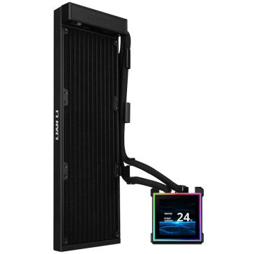   Lian Li HydroShift LCD 360 Fanless CPU vízhűtés, 2.88" IPS kijelző, 360 mm radiátor, fekete - GHSLCD36NB