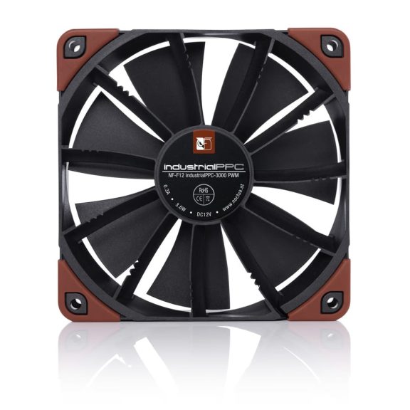 Noctua NF-F12 industrialPPC-3000 PWM ipari ventilátor, 12 cm, nagy statikus nyomás, IP52 védelem, fekete - NF-F12-IPPC-3000-PWM