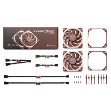  Noctua NF-A12x25 G2 PWM Sx2-PP ventilátor szett, 12 cm, next-gen kialakítás, zajoptimalizált fordulatszám-eltolás, barna - NF-A12X25-G2-PWM-SX2-PP
