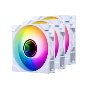   Ventilátor PHANTEKS M25 Gen2 PWM, fordított légáramlás, D-RGB, 3 darabos, 120mm, fehér